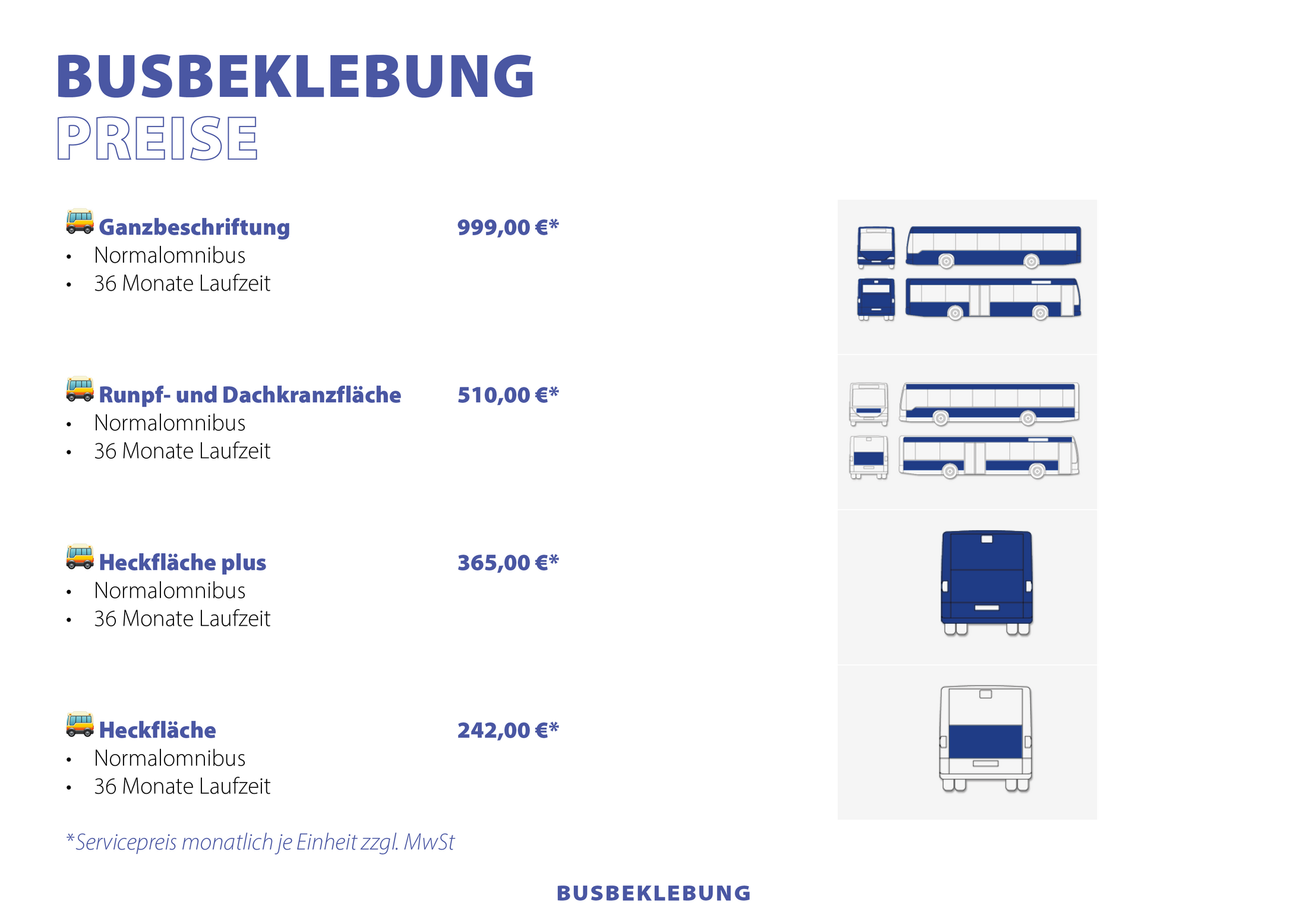 Preise Busbeklebung Vollverklebung, Teilverklebung und Heck